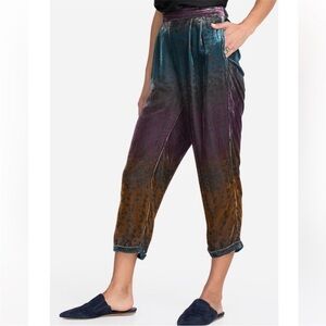 Johnny Was Los Angeles Ombré Cheetah Velvet Cuffed Ankle Pull On Pants Medium